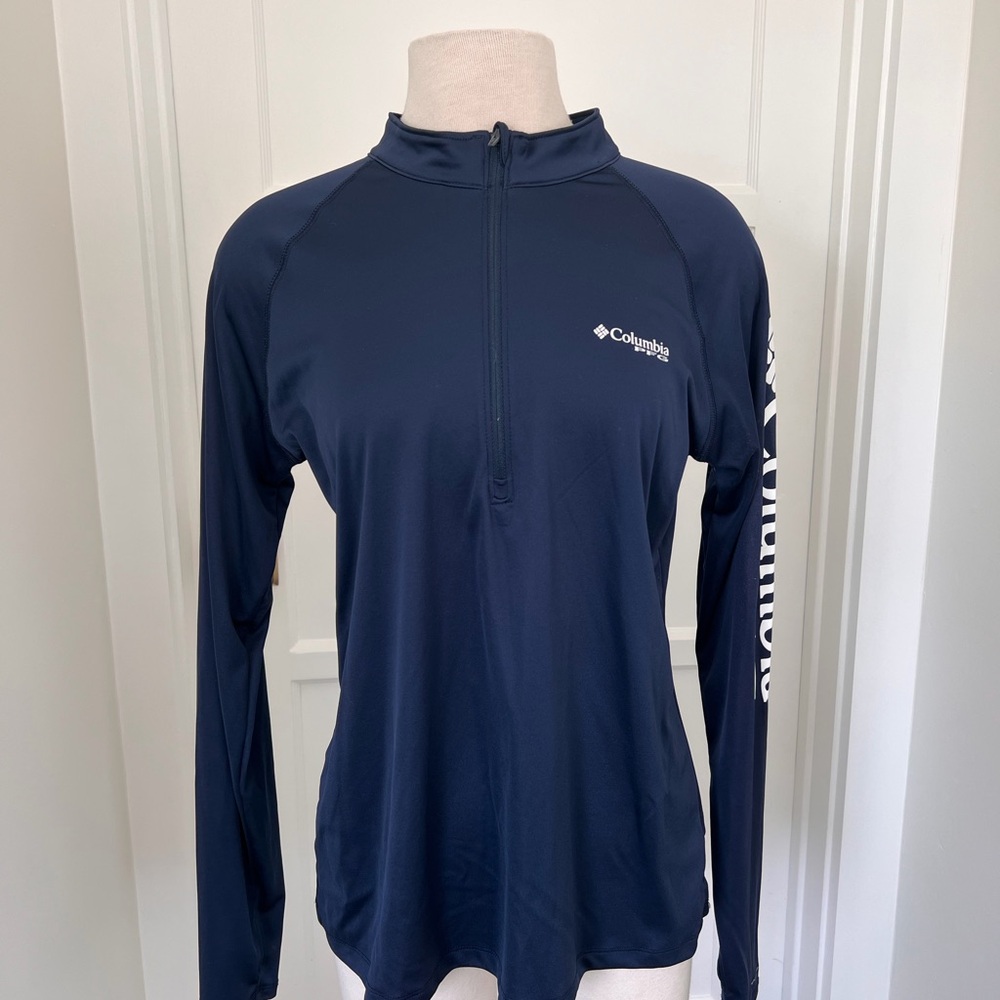Columbia PFG Navy Long-Sleeve 1/4 Zip Active Top